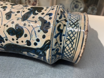 A Hispano-Moresque blue and white albarello with a deer, Paterna or Manises, Spain, mid 15th C.